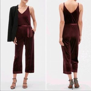 Brand New  - Banana Republic Petite Velvet Burgundy Jumpsuit